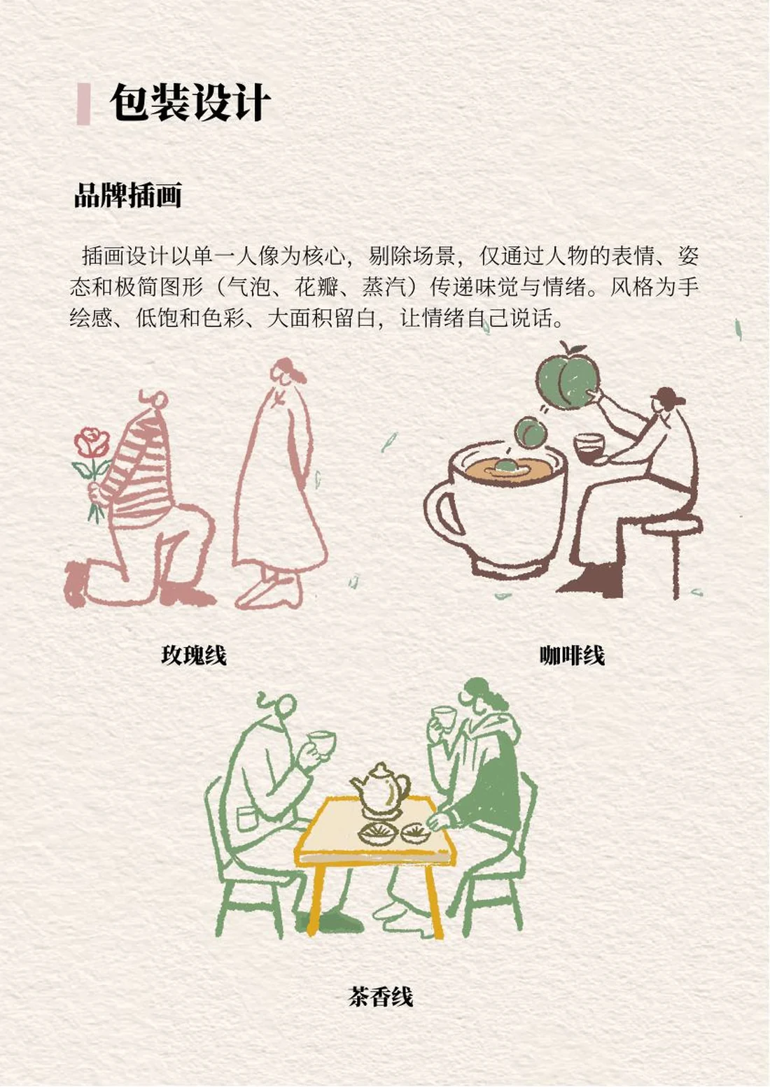 半醒玫瑰、咖啡与茶香系列包装插画